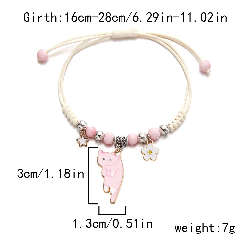 Hand Rope Handmade Bead Bracelet Woven Cartoon Hand Ring Retro Cat Bracelet Decoration