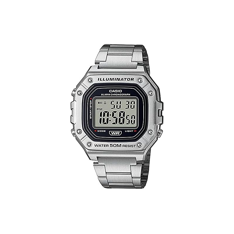 [Casio] CASIO Стандартные цифровые часы W-218HD-1AV Мужские Дешевые Casio Металлический ремешок Серебристый Зарубежная модель [Б/у]