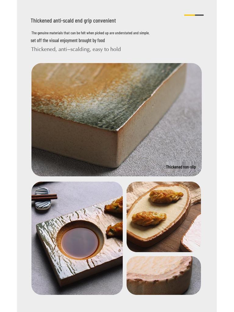 Японская минималистичная керамическая тарелка для суши и пельменей - Изысканный подглазурный дизайн