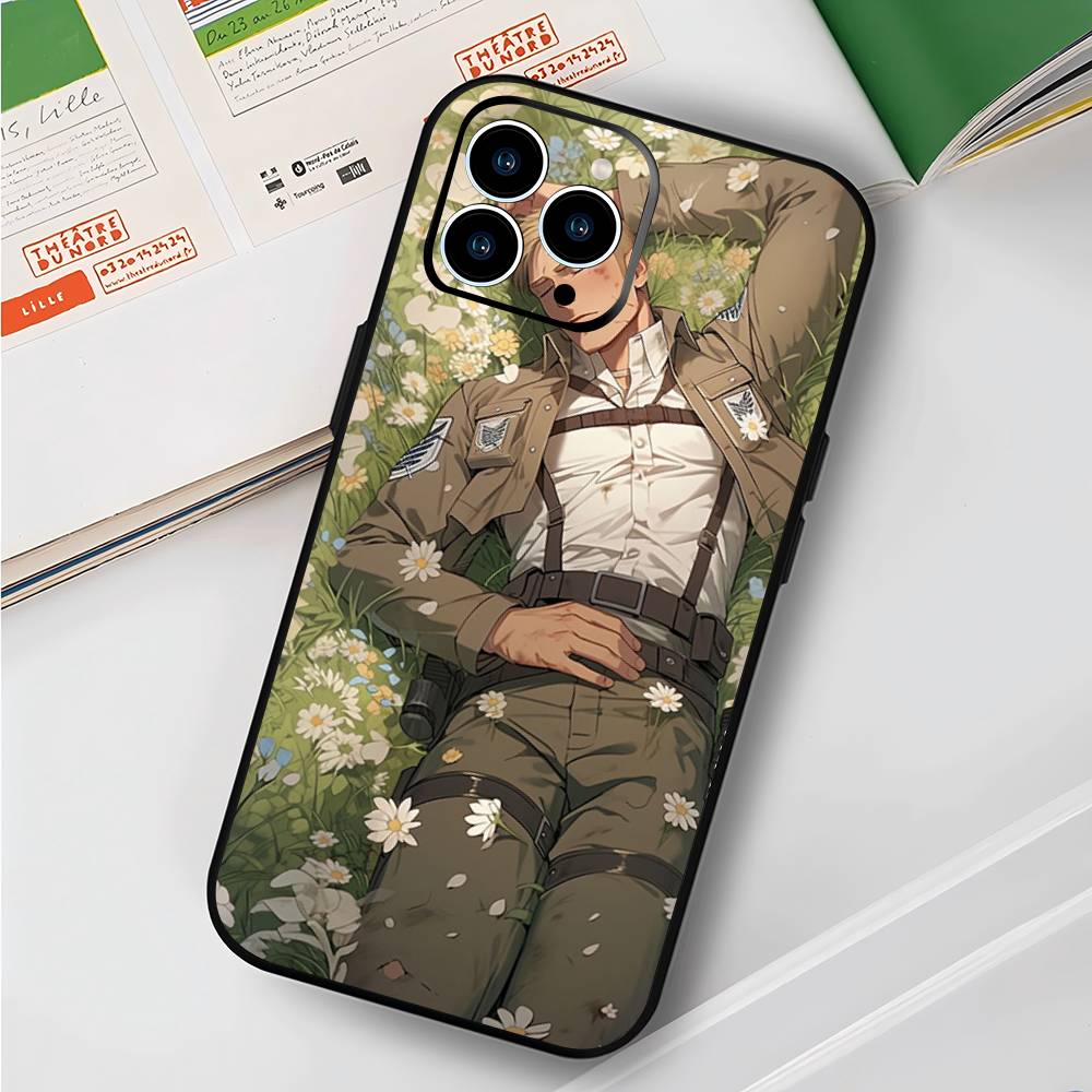 Чехол для телефона с Эрвином Смитом из аниме для iPhone 17 Air 16 15 14 13 Pro Max 11 12 Черный силиконовый чехол