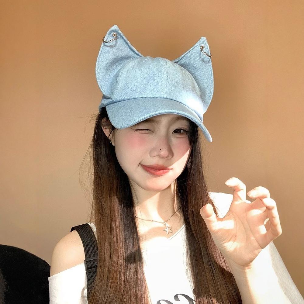 Sunscreen Cat Ears Baseball Cap Y2k Sun Hat Designer Women Peaked Cap Female