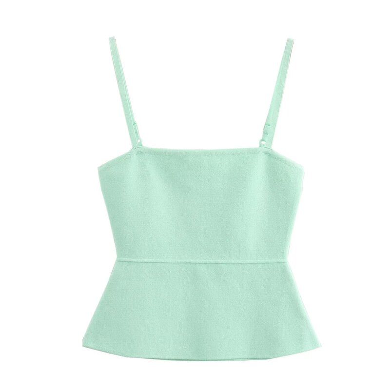 Fashion Style 2024 Summer New Women's Clothing Slim Looking Easy Matching Sling Plain Stitch Shoulder Strap Short Top 3519009