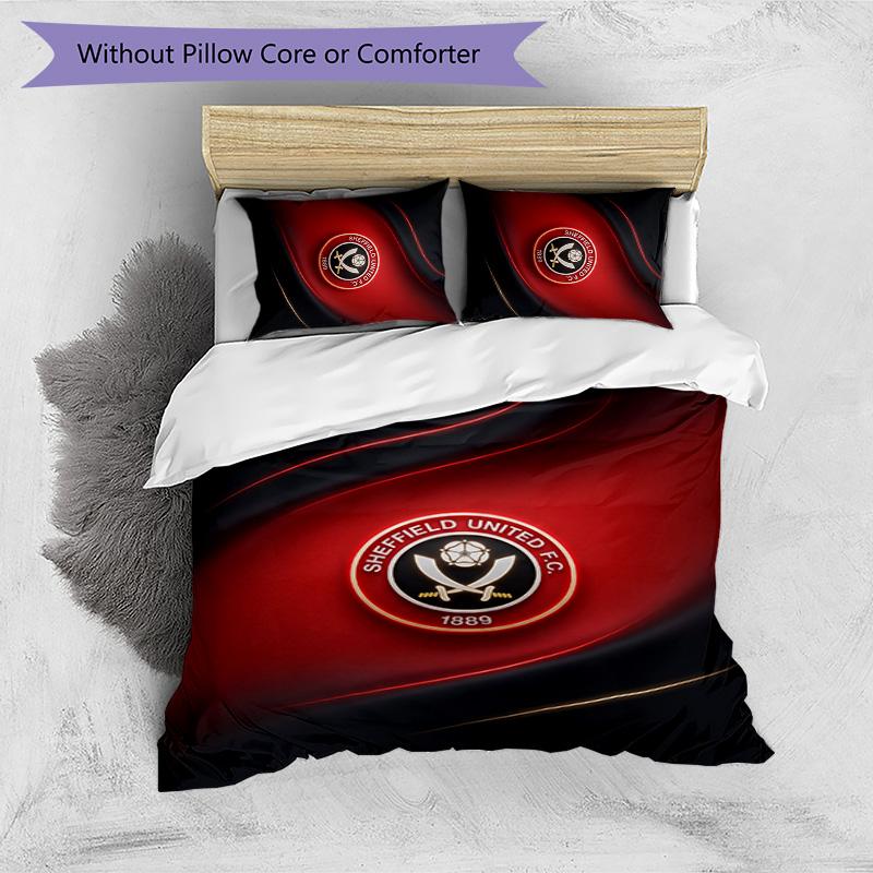 Sheffield United Football Printed 3 Pieces Bedding Set, Comfortable Skin Friendly Bedroom Duvet Cover Set