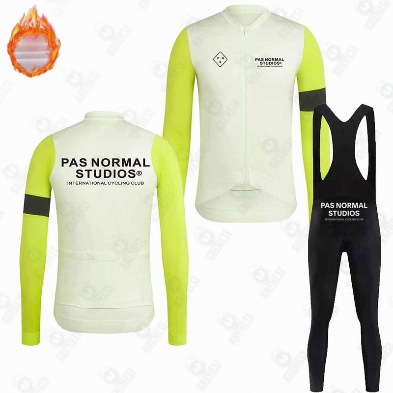 Fleece Cycling Suit Winter Long Sleeve Bib Pants Road Mountain Bike Outdoor Riding