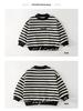 Fairy Tale Memory 2025 Boys' Striped Fleece-Lined Sweatshirt - Autumn/Winter Base Layer