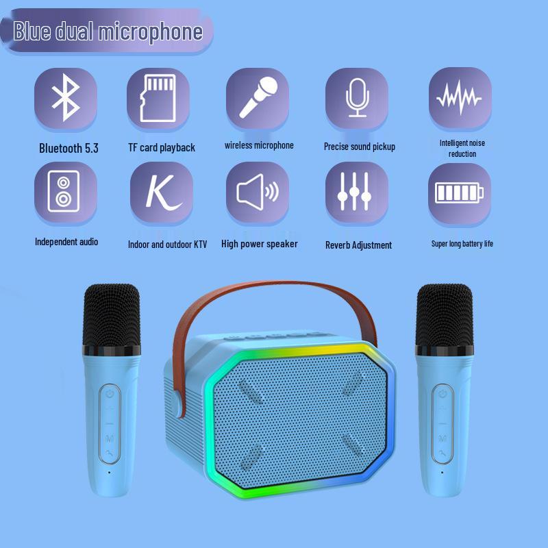 Мини-динамик P3 Bluetooth с беспроводным микрофоном для домашнего караоке