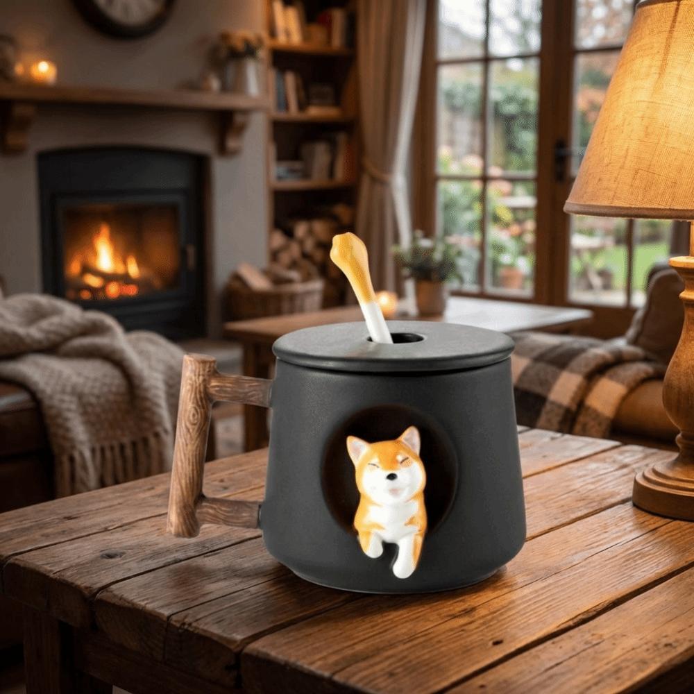 420ml 3D Ceramic Mug Dog Design Milk Tea Cup Creative Tea Cup Cafes