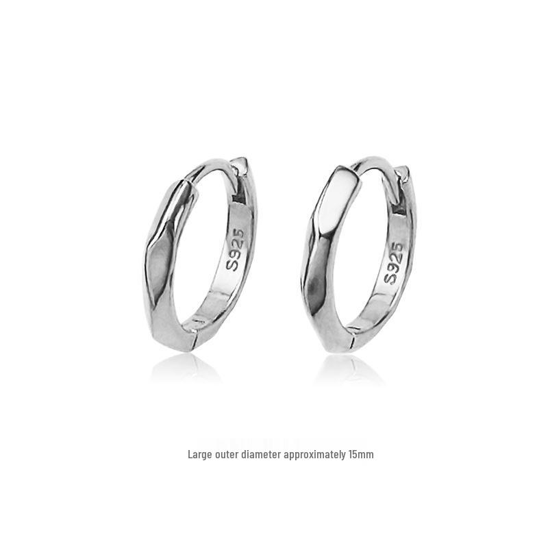 Серьги-кольца из стерлингового серебра S925 с зеркальной полировкой - Женский стиль Luxe, Легкие и нишевые круглые клипсы для ушей на осень/зиму.