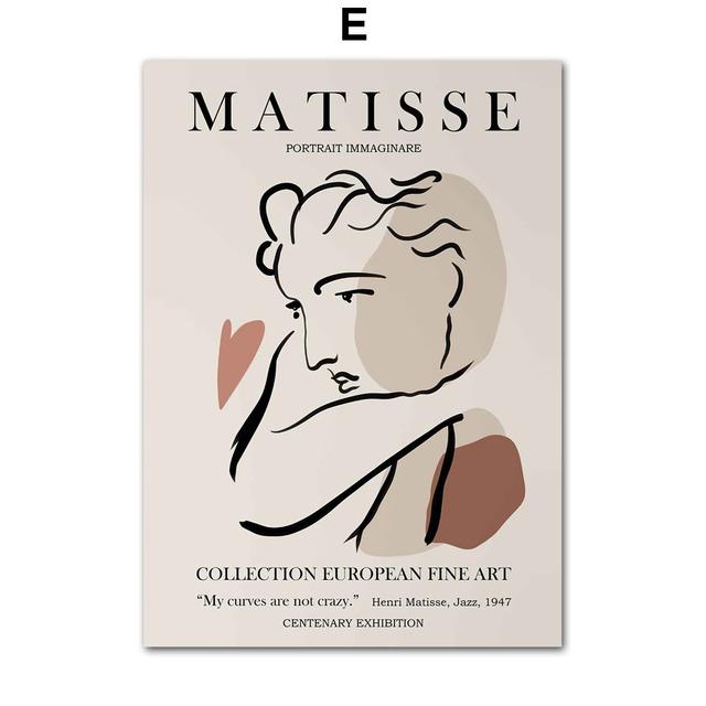 Abstract Matisse Girl Dance Leaf Beige Lines Posters And Prints Wall Art Canvas Painting Wall Pictures For Living Room Decor No Frame