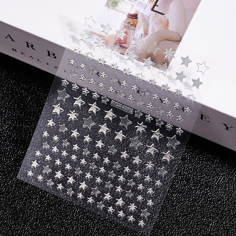 9-Color Pentagram Nail Art Sticker, Laser Gold, Silver, Red Plastic Nail Art Sticker, Color Nail Art Decorative Sticker.