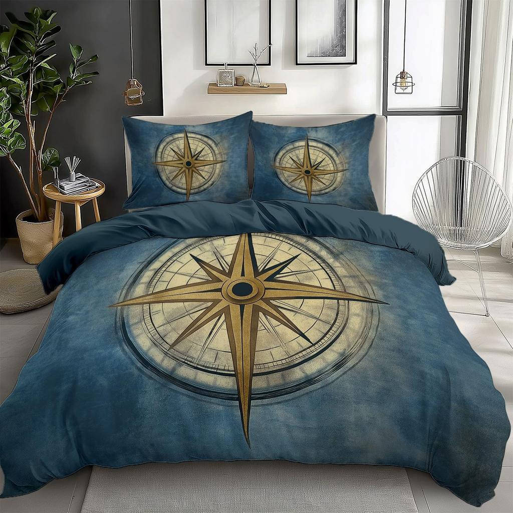 Пододеяльники Compass для подростков, размер Queen/Twin, легкие пуховые пододеяльники, декор комнаты, 2 наволочки, 1 пододеяльник, без одеяла