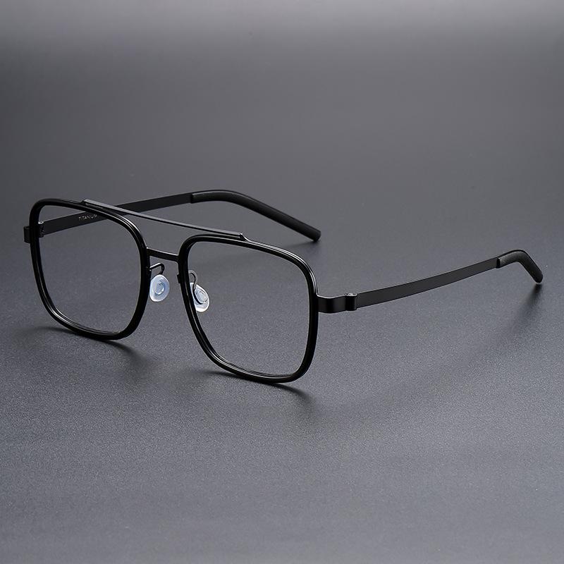 BCLEAR Винтажные очки для коррекции зрения с двойным мостиком из ацетата и титана для мужчин Оправа Очки для коррекции зрения при близорукости Удобная сверхлегкая оправа
