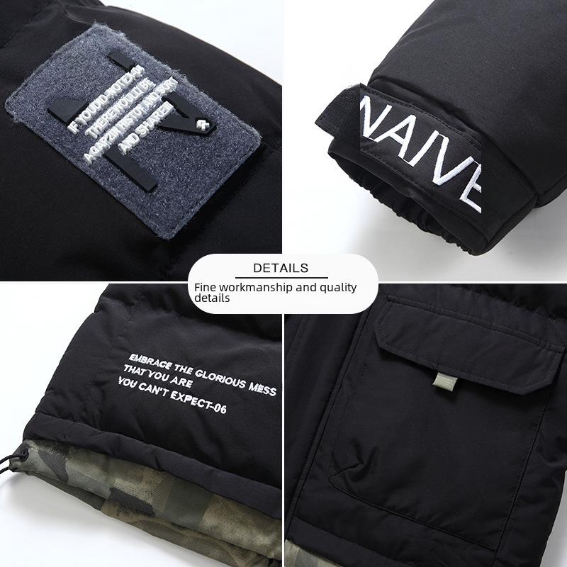 Новая мужская зимняя хлопковая куртка с капюшоном - модное короткое пальто в корейском стиле