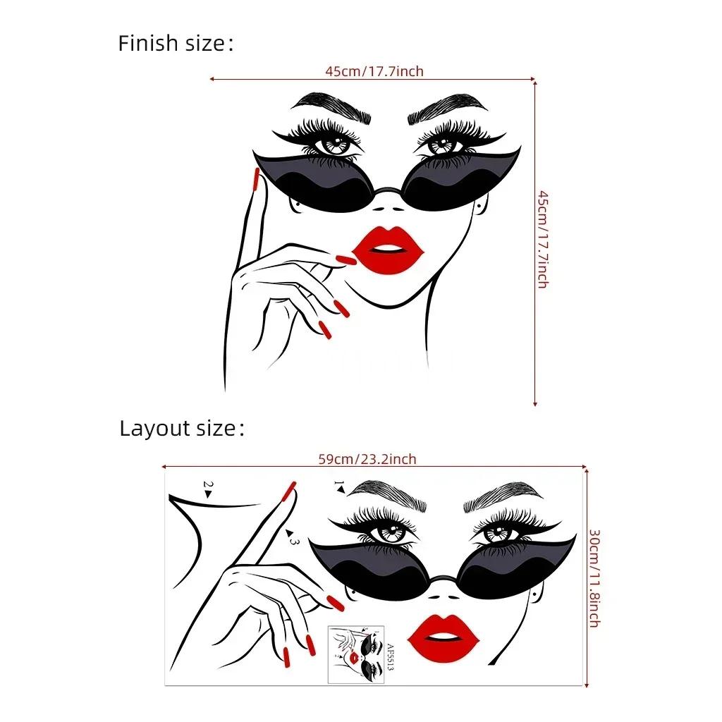 Красота Женское Лицо Наклейка на Стену Декаль Салон Красоты Обои Косметика Макияж Настенная Наклейка Фреска Съемная Салон Декорация