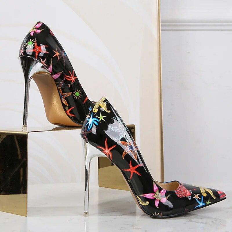 Женские туфли на шпильке, пикантные блестящие туфли-лодочки с острым носком на каблуке 11 см WZ