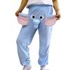 Cartoon Elephant Pattern Pajama Pants Wide Leg Design Women Men Lounge Pants Elastic Waistband Mid-Rise Pajama Bottoms