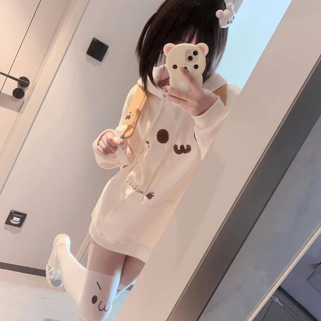 Y2k эстетические толстовки с принтом кота Kawaii в стиле Харадзюку, толстовки с завязками в стиле гранж, женские топы с карманами в японском стиле Sudaderas Para