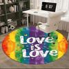 1pc Love is Love Rainbow Round Carpet Office Chair Mat, Anti Slip Rug for Home Decor, Living Room, Bedroom, Game Room, Anime Design, Festival Gift