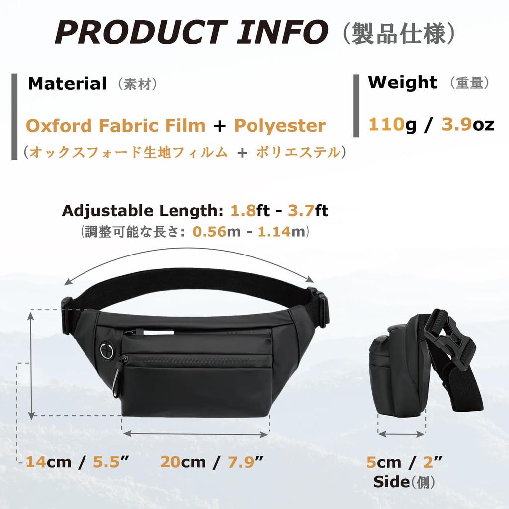 YAPJEB Waist Large with Earphone Multifunctional for and Outdoor Activities Water-Repellent Pouch, Capacity, 3-Way, Lightweight, Hole, Running,