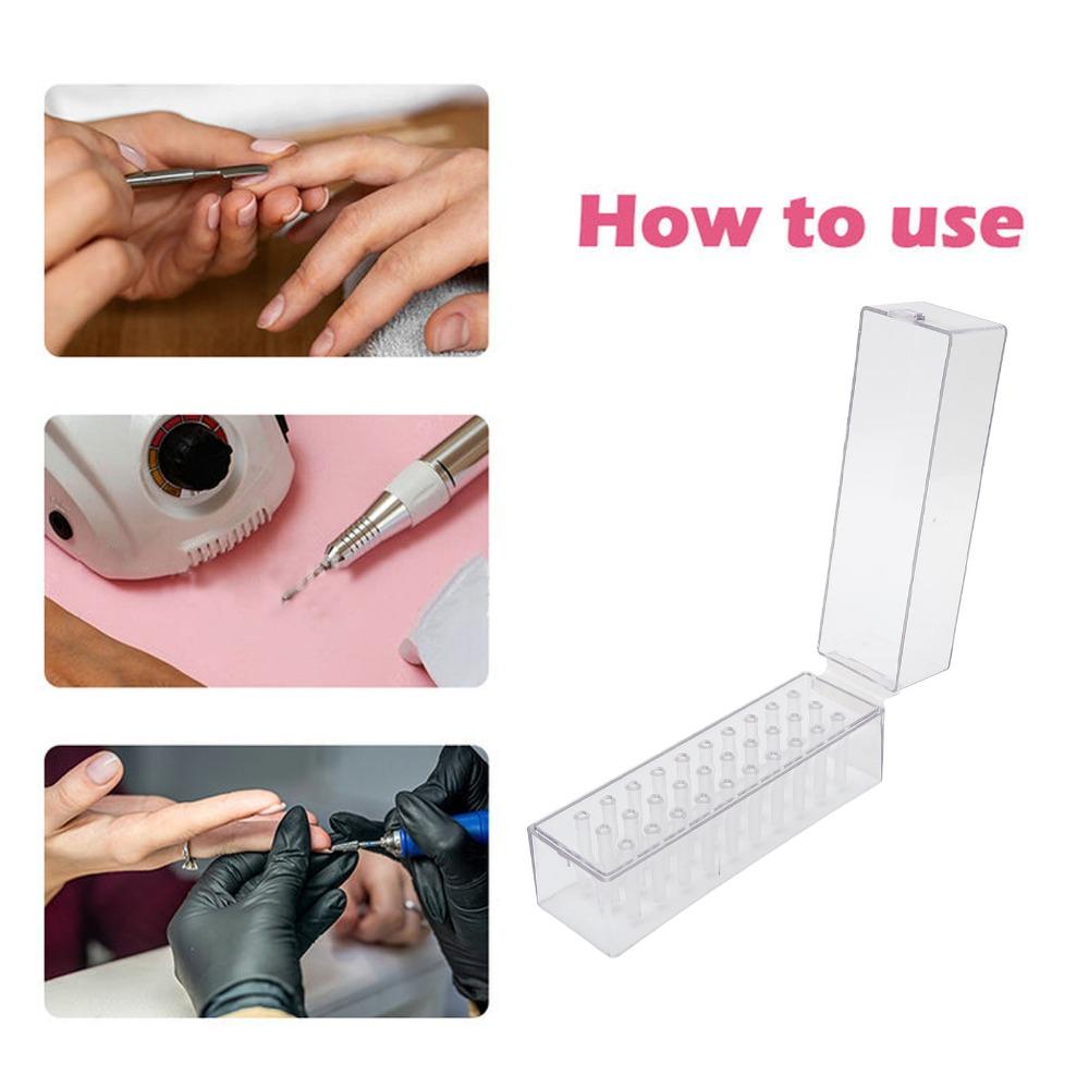 Dustproof Structure Nail Drill Bits Holder Stand Practical Storage For Daily Nail Art Tools