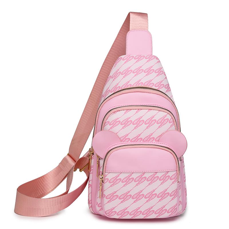 Print Chest Bag Women's Shoulder Bag Multi-Functional Soft Leather Crossbody Bag