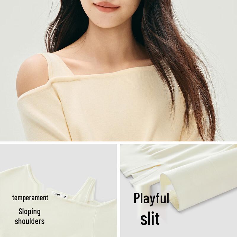 Semir Women's 2025 Winter Slant Shoulder Knit Sweater