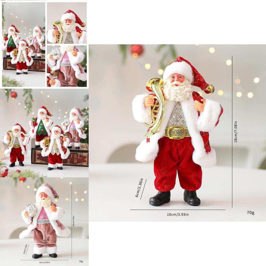 Cute Santa Claus Ornament With Musical Instruments Christmas Decoration Props For Christmas Tree