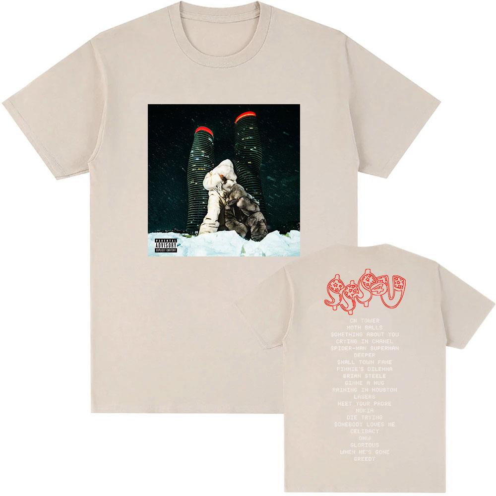 SSS4U $ome $exy $ongs 4 U 2025 Альбом Футболки Рэпер PARTYNEXTDOOR и Дрейк Графическая футболка Хлопковые футболки Мужская Женская одежда Унисекс