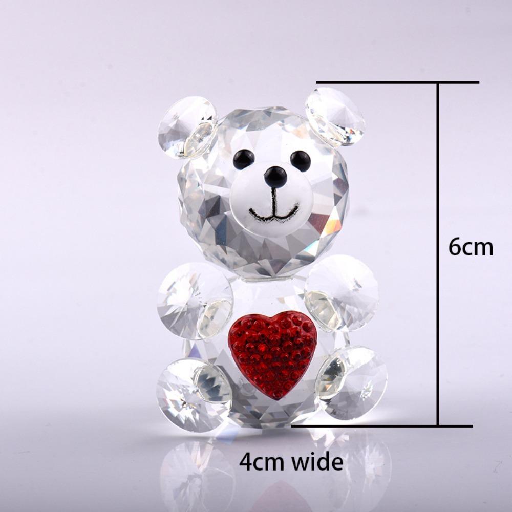 Red and Transparent Crystal Baby Bear Figurine Collection Bear Pretty Glass Ornament Home