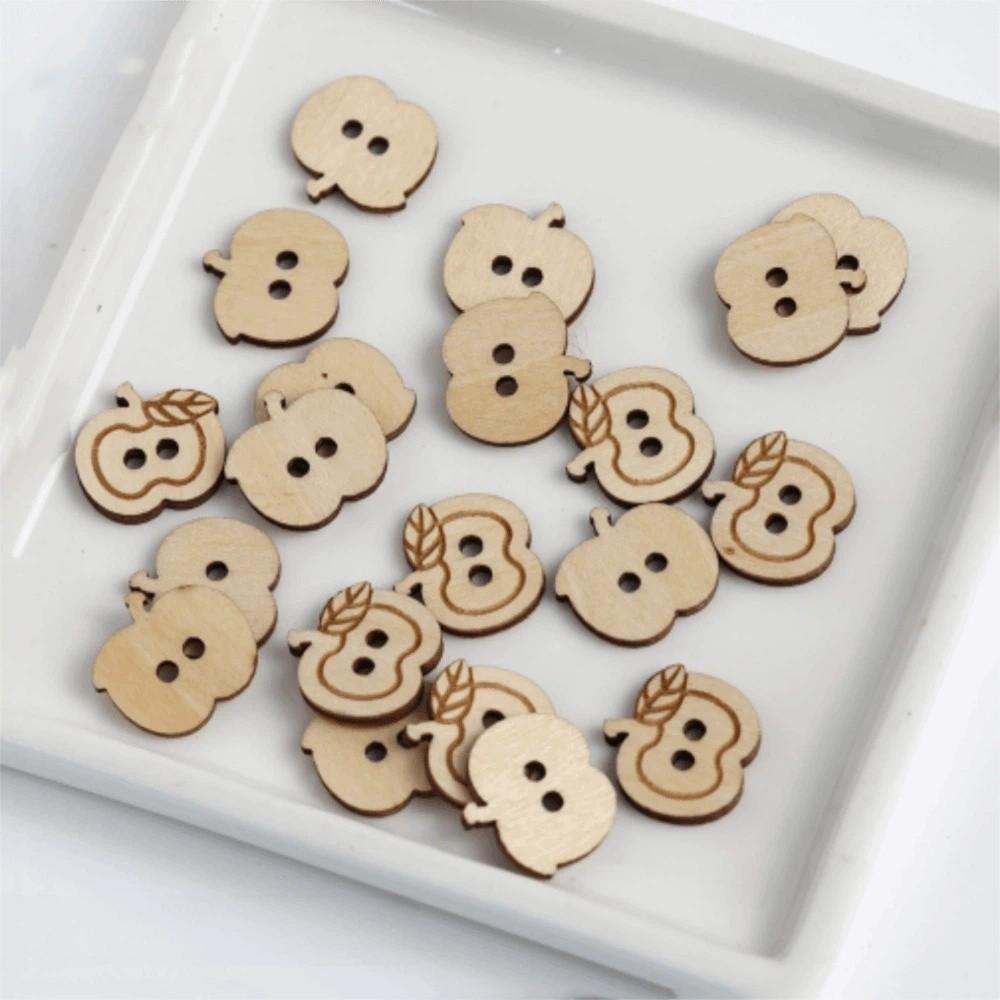 20 pcs Wooden Cat Shape Buttons 2 Holes Sewing Buttons Vintage Fish Buttons  Bags Hats
