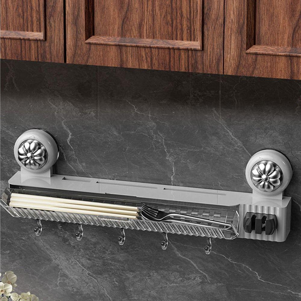 Wall Mounted Suction Cup Knives Rack Plastic Kitchenware Organizer Chopsticks Storage Box  for Home