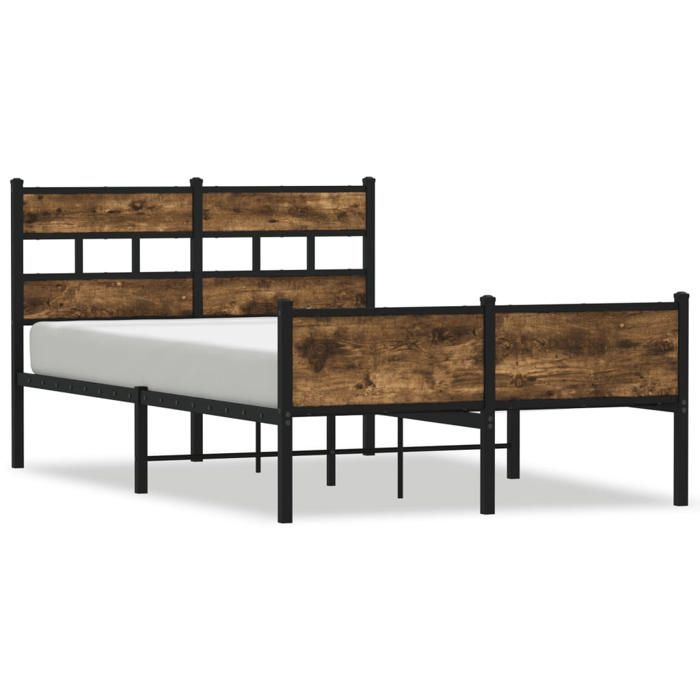 VidaXL Cadre de lit sans matelas chêne fumé 120x200 cm bois ingénierie, lit double, meuble de chambre à coucher, lit 4017234