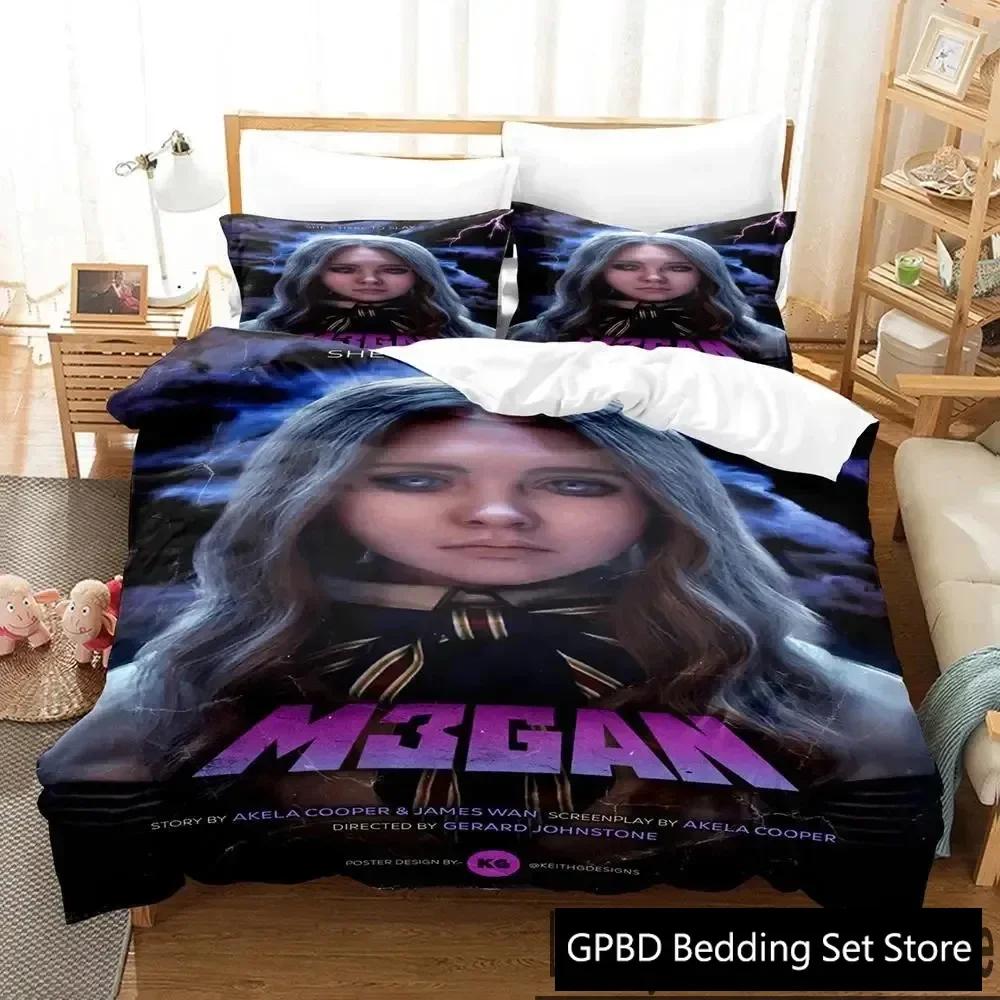 3D Print M3GAN Movie Comfortable Duvet Quilt Cover Pillowcase Bedding Set Children Bedroom Decoration Home Textile