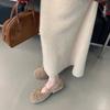 Мода Новая Мода Меховая Обувь Ремешок с Пряжкой Женские Балетки С Обувью Женские Неглубокие Балетки с Бантом-Бабочкой Женские Балетки Мэри Джейн Теплая Обувь