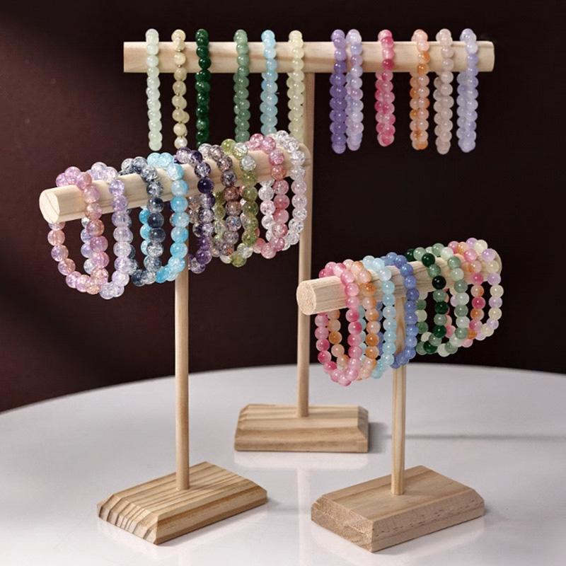 Т-образный дисплей для украшений, подставка для ожерелий, держатель для браслетов, органайзер для резинок для волос, деревянная стойка для хранения, дисплей для украшений