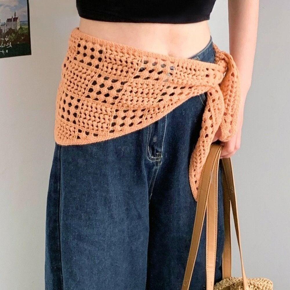 Y2k Design Balletcore Shawl Hollow Knitted Headscarf Retro Triangle Scarf  Female Fashion