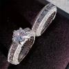 Silvery Natural Diamond Ring Zircon Diamond Ring Jewellery Accessories Wedding Ring Set Women
