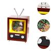 Рождественская деревянная скульптура телевизора, рождественская мини-фигурка, маленькая статуэтка телевизора для праздника