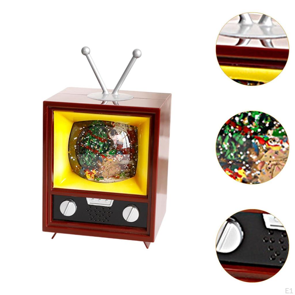 Рождественская деревянная скульптура телевизора, рождественская мини-фигурка, маленькая статуэтка телевизора для праздника