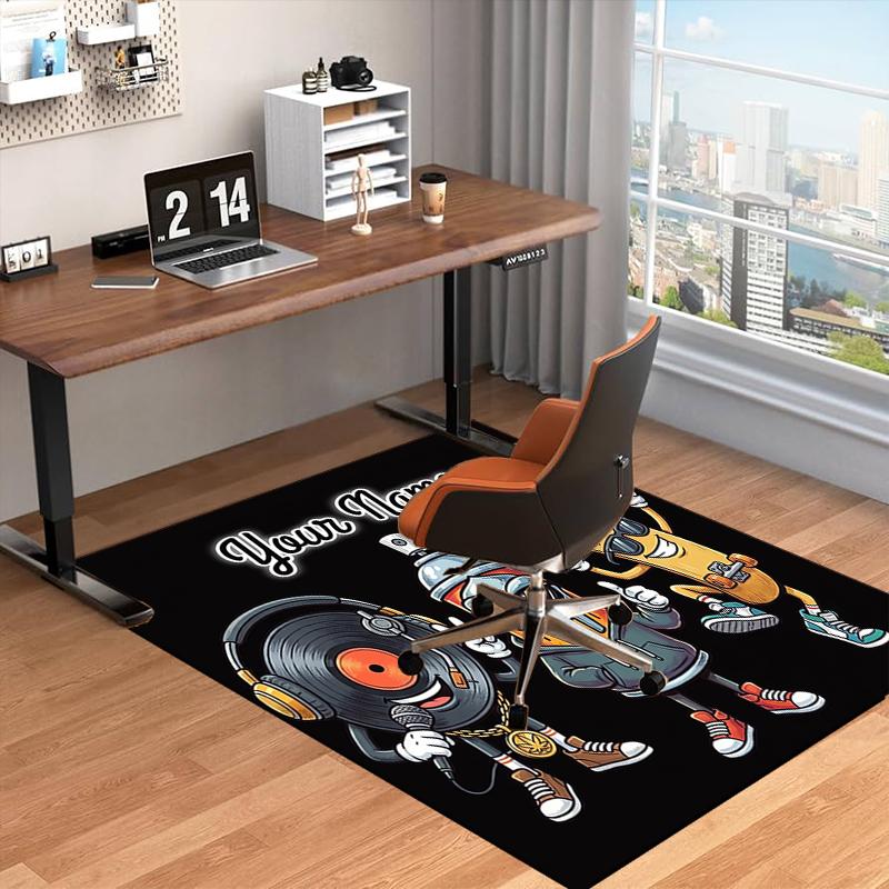 1PC Custom Name Music, Art, Skateboard Fun Theme Floor Mat Ideal for Living Room, Game Rooms, Office, Bedroom, Floor Mat Playful Design