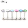 Alisouy 1PC Stainless Steel Opal Stone Labret Lip Tongue Rings Ear Tragus Helix Cartilage Stud Earrings Piercing Body Jewelry