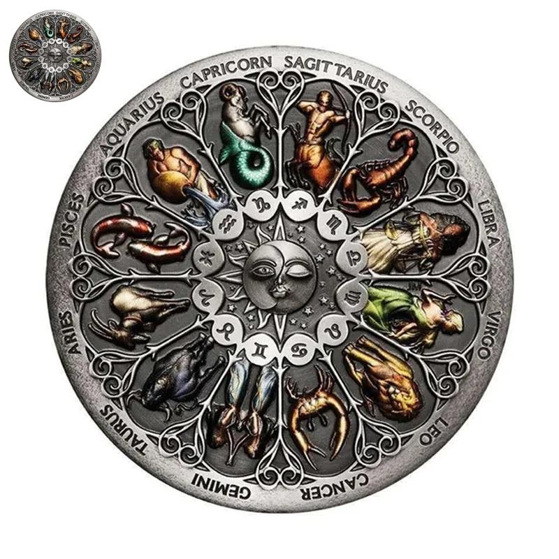1/2PCCS Монеты Созвездий Двенадцать Созвездий Памятные Монеты Монеты Удачи Богини-Защитницы