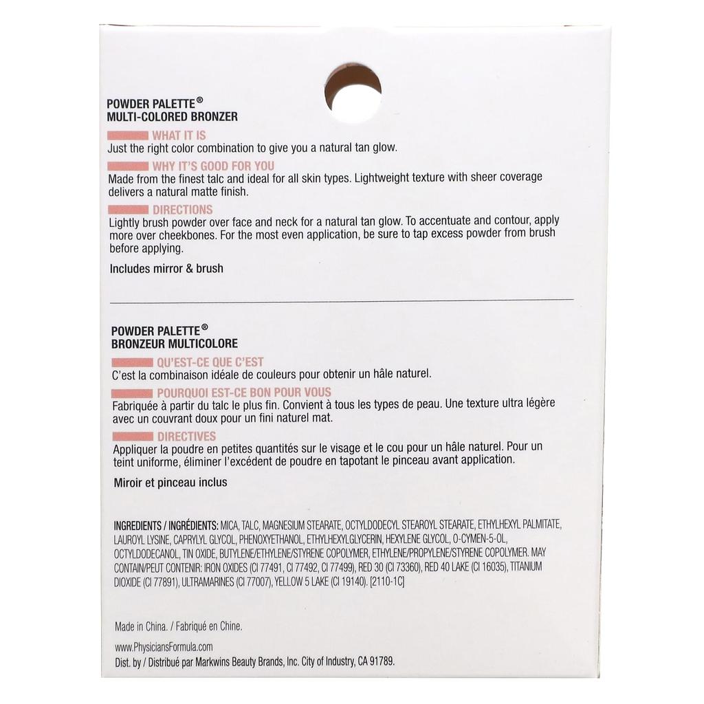 Physicians Formula Палитра пудры, многоцветный бронзер, 1441 бронзер, 0,3 унции (9 г)