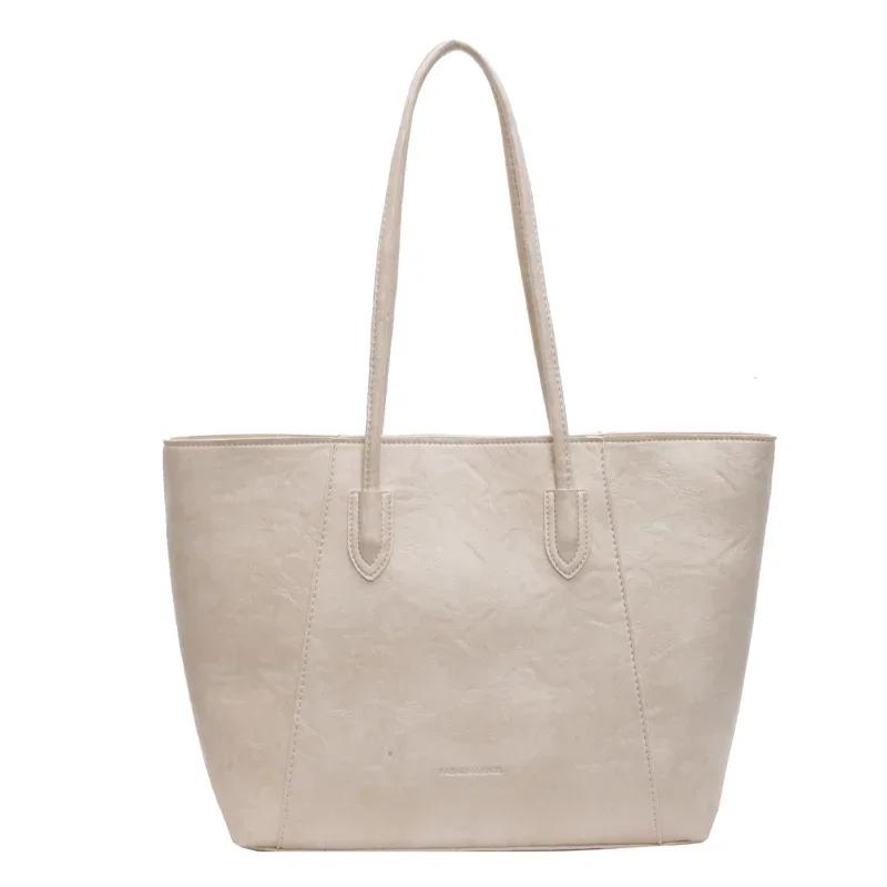 Retro PU Solid Large Capacity Shoulder Bag for Women  Elegant Shoulder Bag  Versatile Travel Bag  High-end Texture  New