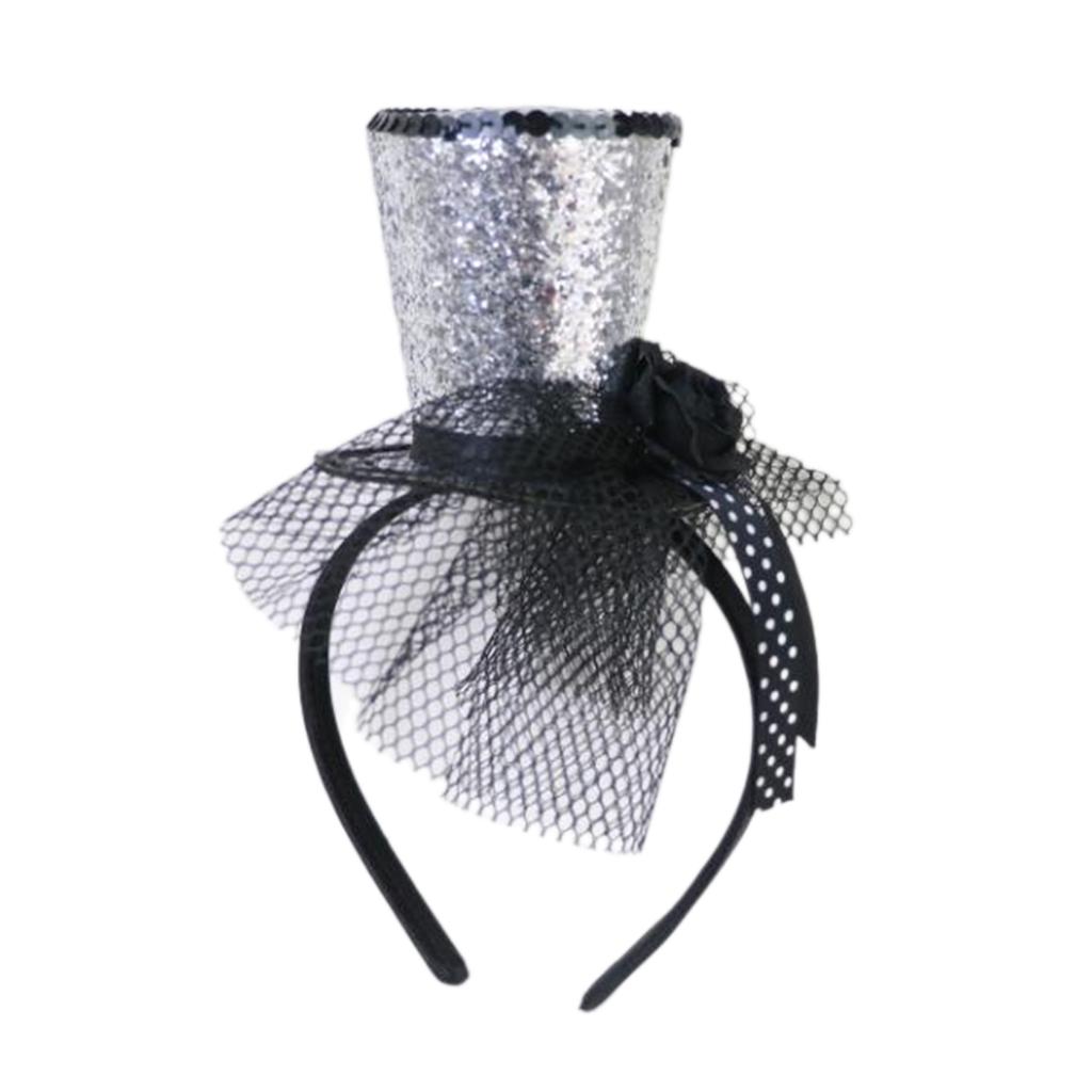 Kids Vintage Fascinator Top Hat Exquisite Glitter for Tea Party Children Costume Pillbox Hat Headwear for
