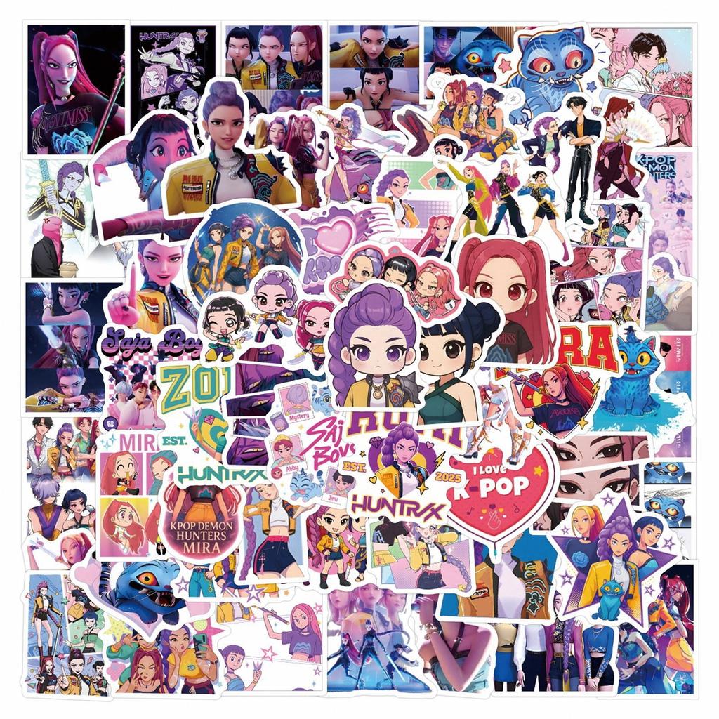 110pcs Stickers Pack Demon Hunters Cartoon Stickers Starry Sky Cat Graffiti Sticker Decorate Phone Back Card Trunk Water Cup Cut