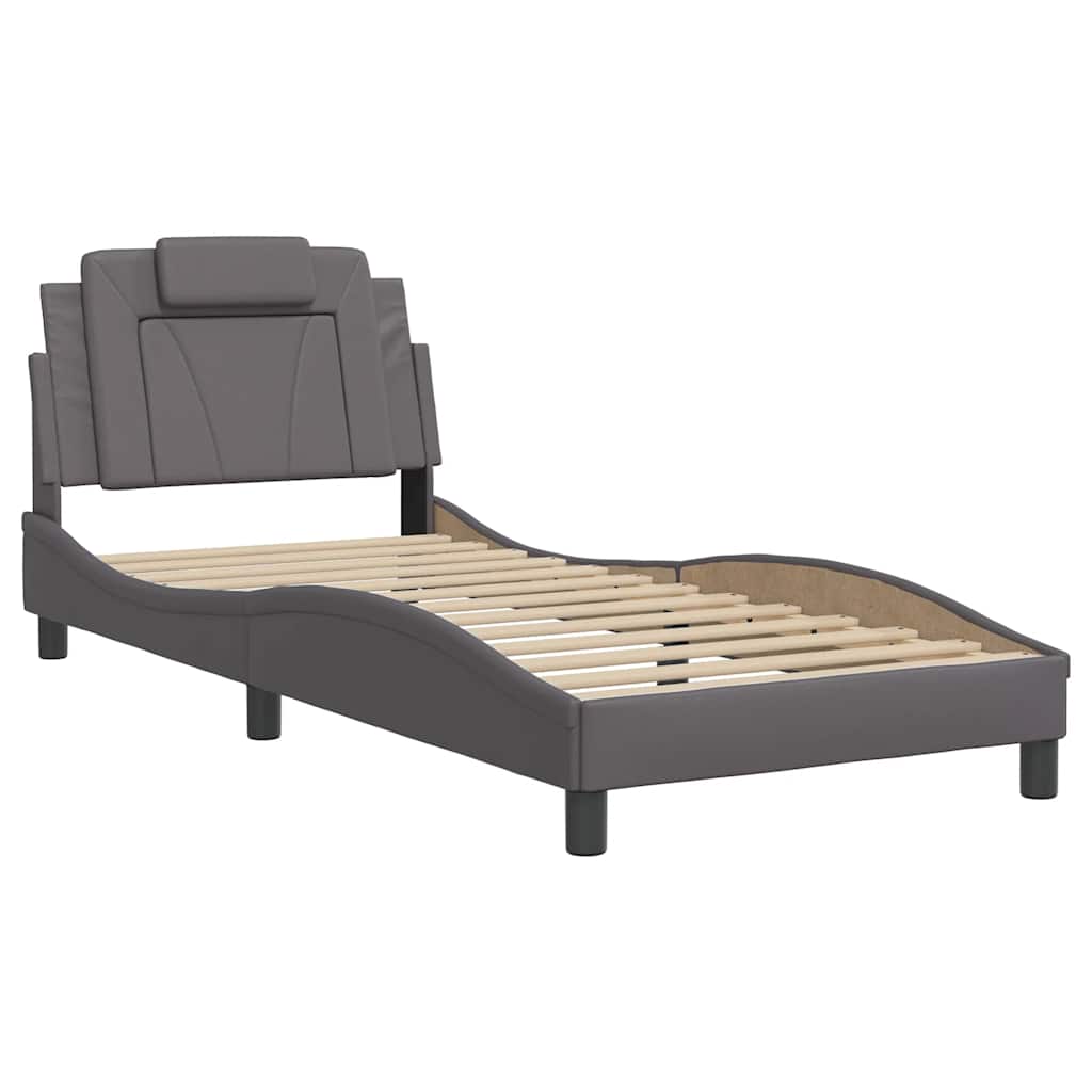 Viana Bed Frame without Mattress Gray 80 x 200 cm Faux Leather