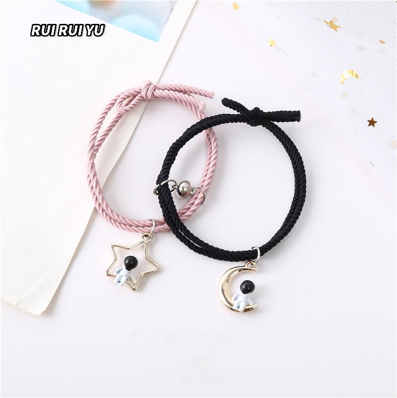 Новый браслет космонавта со звездой и луной, пара меньшего размера, кожаный чехол для парня, студента, пара, браслет, подарочная повязка на голову