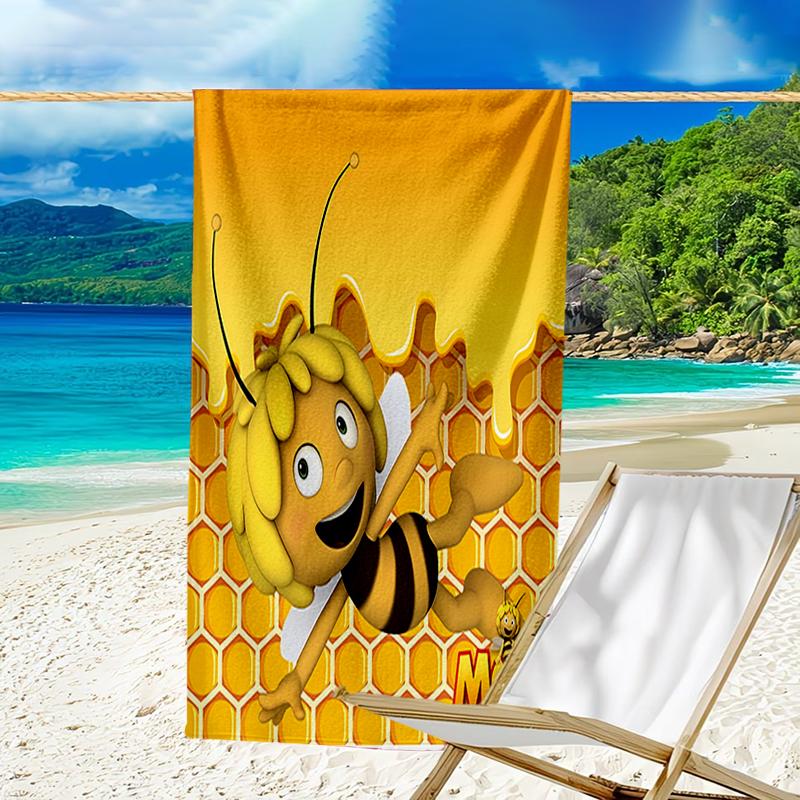 proof beach towel with a Maya the Bee pattern - soft,absorbent,quick-drying,machine washable - perfect for swimming,camping,bathing