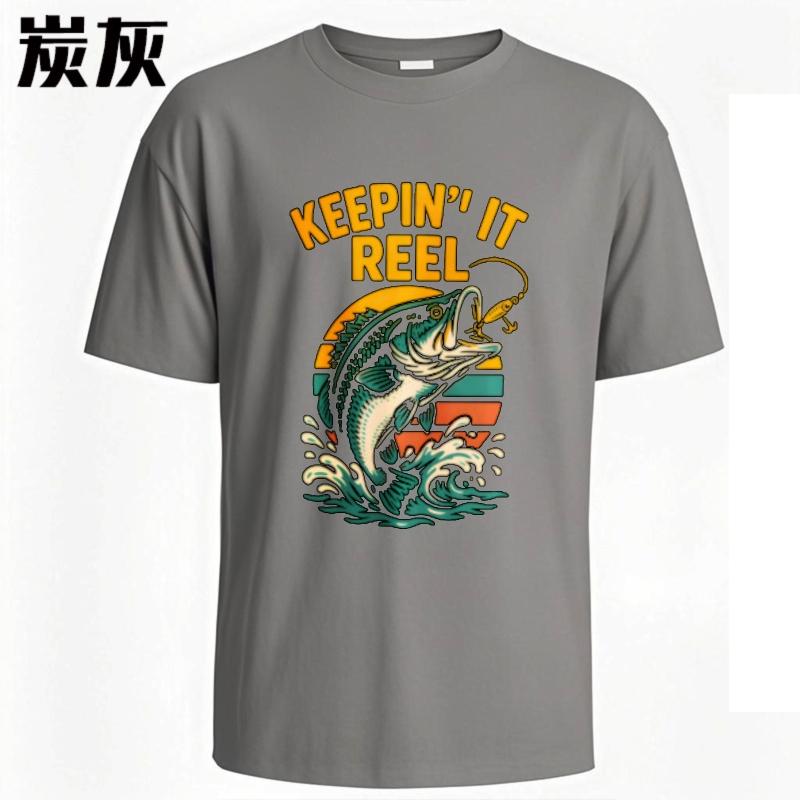 Solid Color For Unisex O Neck Tshirt Unisex Keepin It Reel Fishing Design Anime For Him Tops Quick Dry Shirt Crew Neck Tshirt